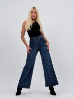 Jeans | Blug wide leg cu ștrasuri frontale - imagine 3