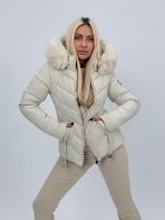 Jachetă din fâș cu glugă și blană detașabilă - imagine 3