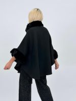 Poncho din lână cu blană - imagine 11