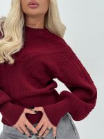 Pulover din tricot cu model perforat - imagine 10