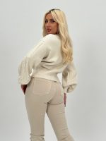 Pulover din tricot cu model perforat - imagine 3