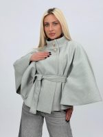 Poncho cu cordon în talie - imagine 22