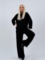 Set din tricot subțire bluză și pantalon cu ștrasuri - imagine 23