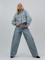 Jachetă de jeans full strass - imagine 4
