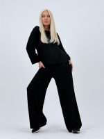 Set din tricot subțire bluză și pantalon cu ștrasuri - imagine 24