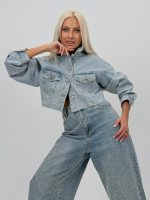 Jachetă de jeans full strass - imagine 2