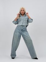 Jachetă de jeans full strass - imagine 5