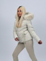 Jachetă din fâș cu glugă și blană detașabilă - imagine 6