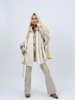 Poncho din lână cu blană - imagine 2