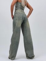Jeans | Blug wide leg cu ștrasuri - imagine 4