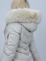 Jachetă din fâș cu glugă și blană detașabilă - imagine 9