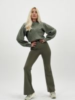 Pantalon colant plușat evazat - imagine 13