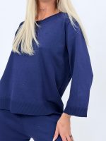 Set din tricot subțire bluză și pantalon cu ștrasuri - imagine 37