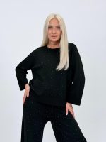 Set din tricot subțire bluză și pantalon cu ștrasuri - imagine 28