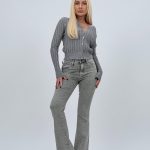 Jeans | Blug evazat gri cu push-up