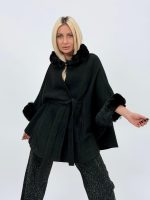 Poncho din lână cu blană - imagine 10