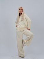 Set din tricot subțire bluză și pantalon cu ștrasuri