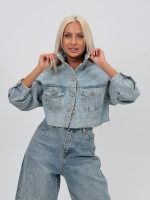 Jachetă de jeans full strass