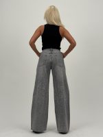 Jeans | Blug wide leg gri cu ștrasuri - imagine 7