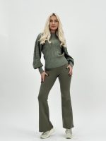 Pantalon colant plușat evazat - imagine 8