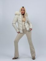 Jachetă din fâș cu glugă și blană detașabilă - imagine 2