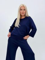 Set din tricot subțire bluză și pantalon cu ștrasuri - imagine 36