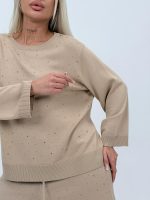 Set din tricot subțire bluză și pantalon cu ștrasuri - imagine 14