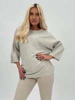 Pulover raglan din tricot rigat