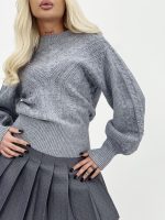 Pulover din tricot cu model perforat - imagine 6