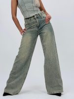 Jeans | Blug wide leg cu ștrasuri - imagine 2