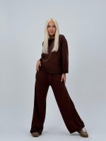 Set din tricot subțire bluză și pantalon cu ștrasuri - imagine 16
