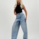 Jeans | Blug baggy cu ștrasuri