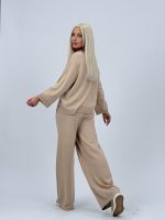 Set din tricot subțire bluză și pantalon cu ștrasuri - imagine 12