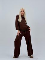 Set din tricot subțire bluză și pantalon cu ștrasuri - imagine 15