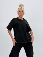 Tricou oversized din bumbac cu ștrasuri