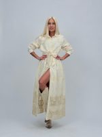 Rochie lungă din bumbac cu broderie