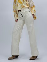 Jeans | Blug Wide leg alb cu butoni argintii - imagine 4