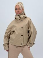 Jachetă din fâș oversized cu glugă detașabilă - imagine 12