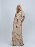 Rochie lungă cu decolteu în V și broderie - imagine 8