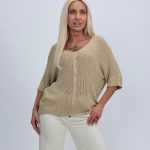Bluză din tricot cu lurex și model torsade