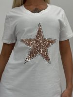 Tricou din bumbac accesorizat cu paiete și ștrasuri - imagine 3