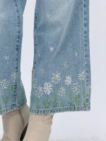 Jeans | Blug Wide leg cu broderie - imagine 6