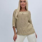 Bluză din tricot cu lurex și decupaj la umăr