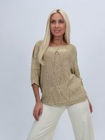 Bluză din tricot cu lurex și decupaj la umăr