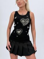 Maiou din bumbac cu perle și ștrasuri - imagine 11