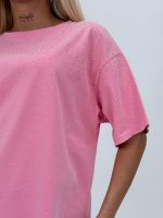 Tricou din bumbac oversized cu ștrasuri - imagine 9