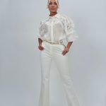 Pantalon office evazat cu curea