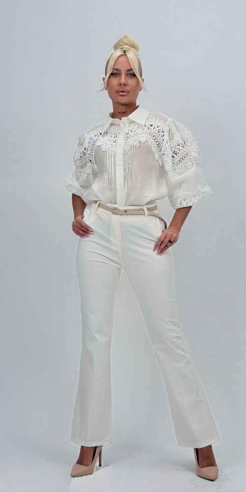 Pantalon office evazat cu curea