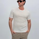 Tricou din tricot cu model torsade