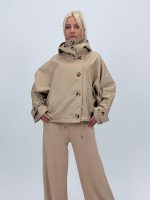 Jachetă din fâș oversized cu glugă detașabilă - imagine 13